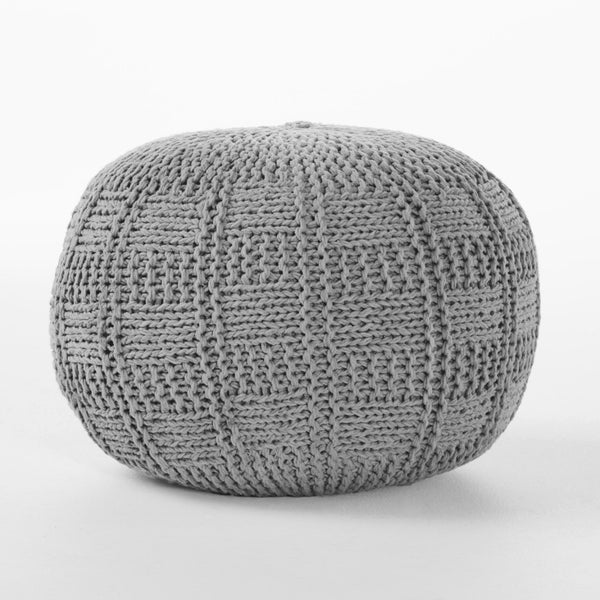English Elm Yuny Chunky Knit Cotton Round Pouf Footrest for Living Room Bedroom Reading Nook 60493.00GRY