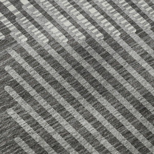 HomeRoots 8' Charcoal Ivory and Gray Geometric Washable Round Rug – Stylish, Durable, UV-Protected Design! 678781