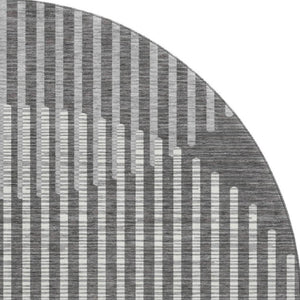 HomeRoots 8' Charcoal Ivory and Gray Geometric Washable Round Rug – Stylish, Durable, UV-Protected Design! 678781