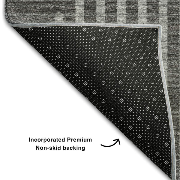 HomeRoots 8' X 10' Charcoal Ivory Gray Geometric Area Rug – Washable, Stain-Resistant, UV Protected for Homes 678782