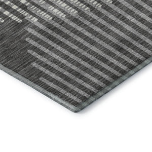 HomeRoots 8' X 10' Charcoal Ivory Gray Geometric Area Rug – Washable, Stain-Resistant, UV Protected for Homes 678782