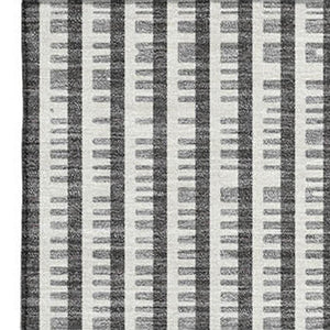 HomeRoots 8' X 10' Charcoal Ivory Gray Geometric Area Rug – Washable, Stain-Resistant, UV Protected for Homes 678782