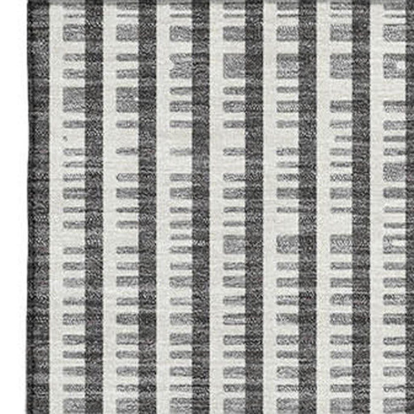 HomeRoots 8' X 10' Charcoal Ivory Gray Geometric Area Rug – Washable, Stain-Resistant, UV Protected for Homes 678782