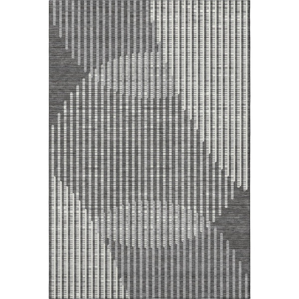 HomeRoots 8' X 10' Charcoal Ivory Gray Geometric Area Rug – Washable, Stain-Resistant, UV Protected for Homes 678782