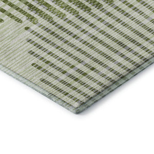 HomeRoots 8' Round Geometric Washable Rug in Green, Ivory & Gray – UV Protected, Stain Resistant, Perfect for High-Traffic Areas 678787