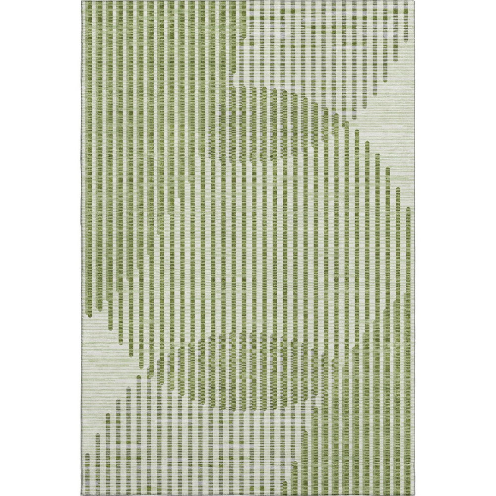 HomeRoots 8' X 10' Stylish Green Ivory Gray Geometric Area Rug - Washable, UV Protected & Perfect for Families 678788