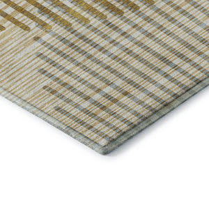 HomeRoots 8' Gold Ivory and Gray Geometric Washable Round Rug – Stylish, Durable, and UV-Protected for Homes 678793