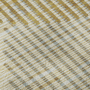 HomeRoots 8' Gold Ivory and Gray Geometric Washable Round Rug – Stylish, Durable, and UV-Protected for Homes 678793