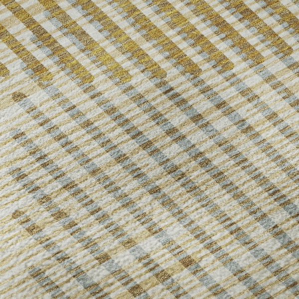 HomeRoots 8' Gold Ivory and Gray Geometric Washable Round Rug – Stylish, Durable, and UV-Protected for Homes 678793