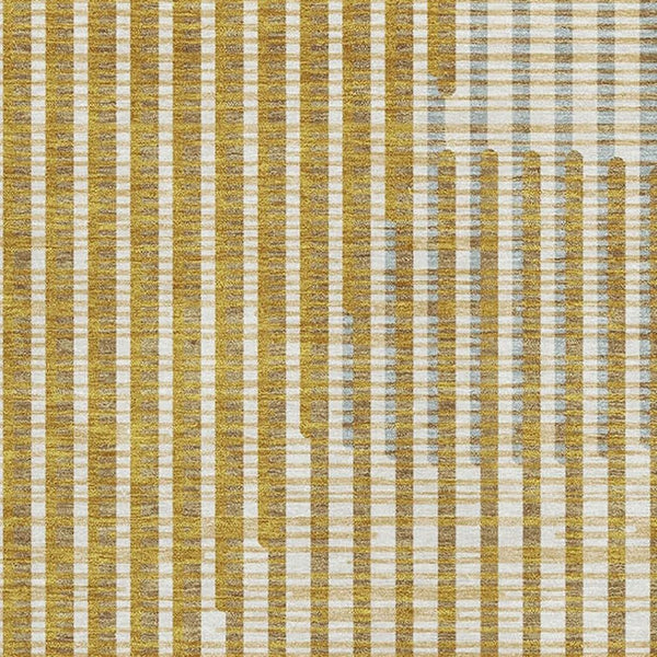 HomeRoots 9' X 12' Stylish Gold Ivory Gray Geometric Washable Area Rug with UV Protection for Any Space 678795