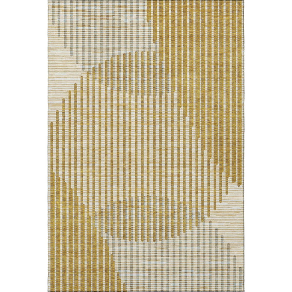 HomeRoots 10' Gold Ivory and Gray Geometric Washable Area Rug for High-Traffic Spaces with UV Protection 678796