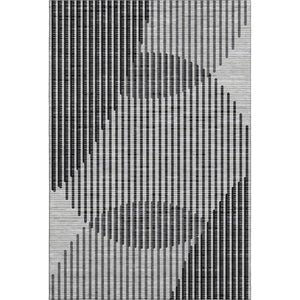 HomeRoots 5' X 8' Gray And Ivory Geometric Area Rug - Washable, UV-Protected, Durable Design for Busy Homes 678798