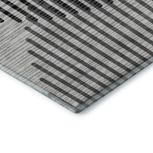 HomeRoots 9' X 12' Stylish Gray and Ivory Geometric Area Rug - Washable, UV-Protected, Perfect for Homes! 678801