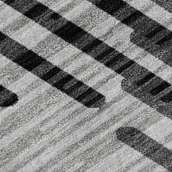 HomeRoots 9' X 12' Stylish Gray and Ivory Geometric Area Rug - Washable, UV-Protected, Perfect for Homes! 678801