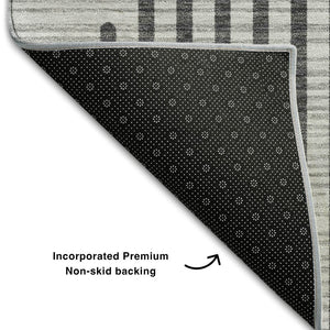 HomeRoots 10' Gray and Ivory Geometric Washable Area Rug - UV Protected, Stain-Resistant, Family-Friendly Design 678802
