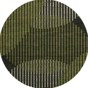 HomeRoots 8' Washable Round Rug in Olive Green, Ivory & Charcoal – UV Protected, Stain Resistant, Durable Design 678805