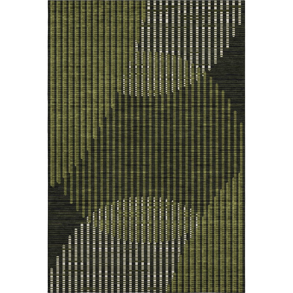 HomeRoots 8' X 10' Modern Olive Green, Ivory & Charcoal Geometric Washable Area Rug with UV Protection 678806