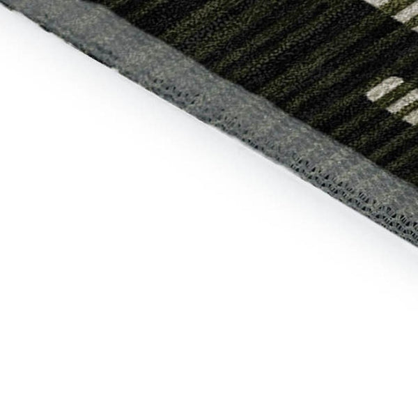 HomeRoots 9' X 12' Modern Olive Green Geometric Area Rug - Durable, Washable with UV Protection for Families 678807