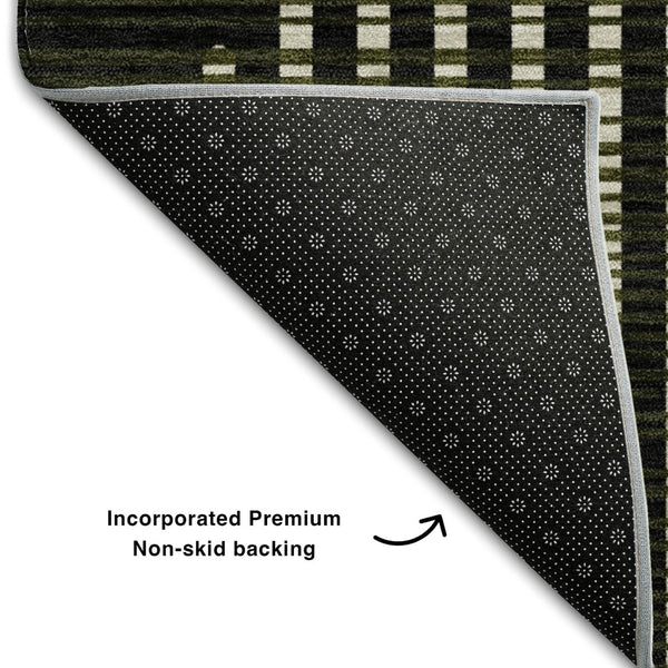 HomeRoots 10' Olive Green Geometric Area Rug - Washable, Stain Resistant, UV Protected for Family Spaces 678808
