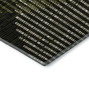 HomeRoots 10' Olive Green Geometric Area Rug - Washable, Stain Resistant, UV Protected for Family Spaces 678808