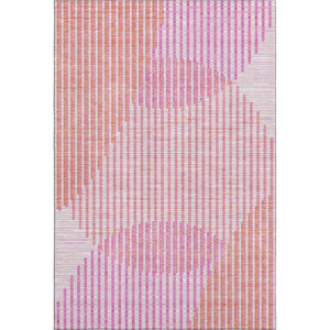 HomeRoots 5' X 8' Pink Ivory Orange Geometric Area Rug - Washable, Durable, UV-Protected for Modern Spaces 678810
