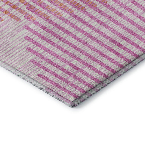 HomeRoots 5' X 8' Pink Ivory Orange Geometric Area Rug - Washable, Durable, UV-Protected for Modern Spaces 678810