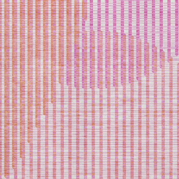 HomeRoots 9' X 12' Vibrant Pink, Ivory & Orange Geometric Washable Area Rug with UV Protection & Durability 678813