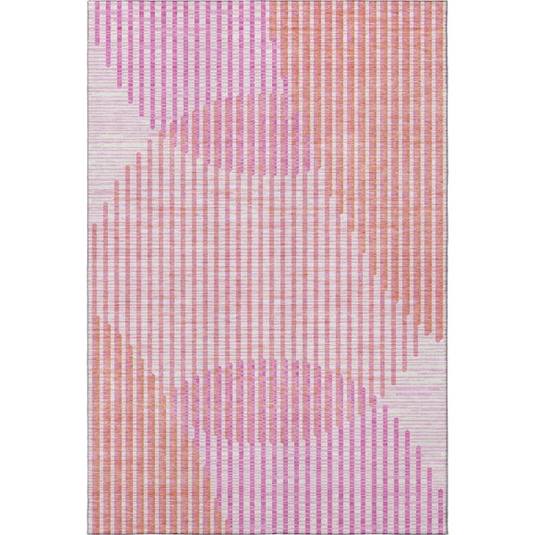 HomeRoots 10' Pink Ivory Orange Geometric Area Rug - UV Protected, Washable & Stain-Resistant for Active Homes 678814