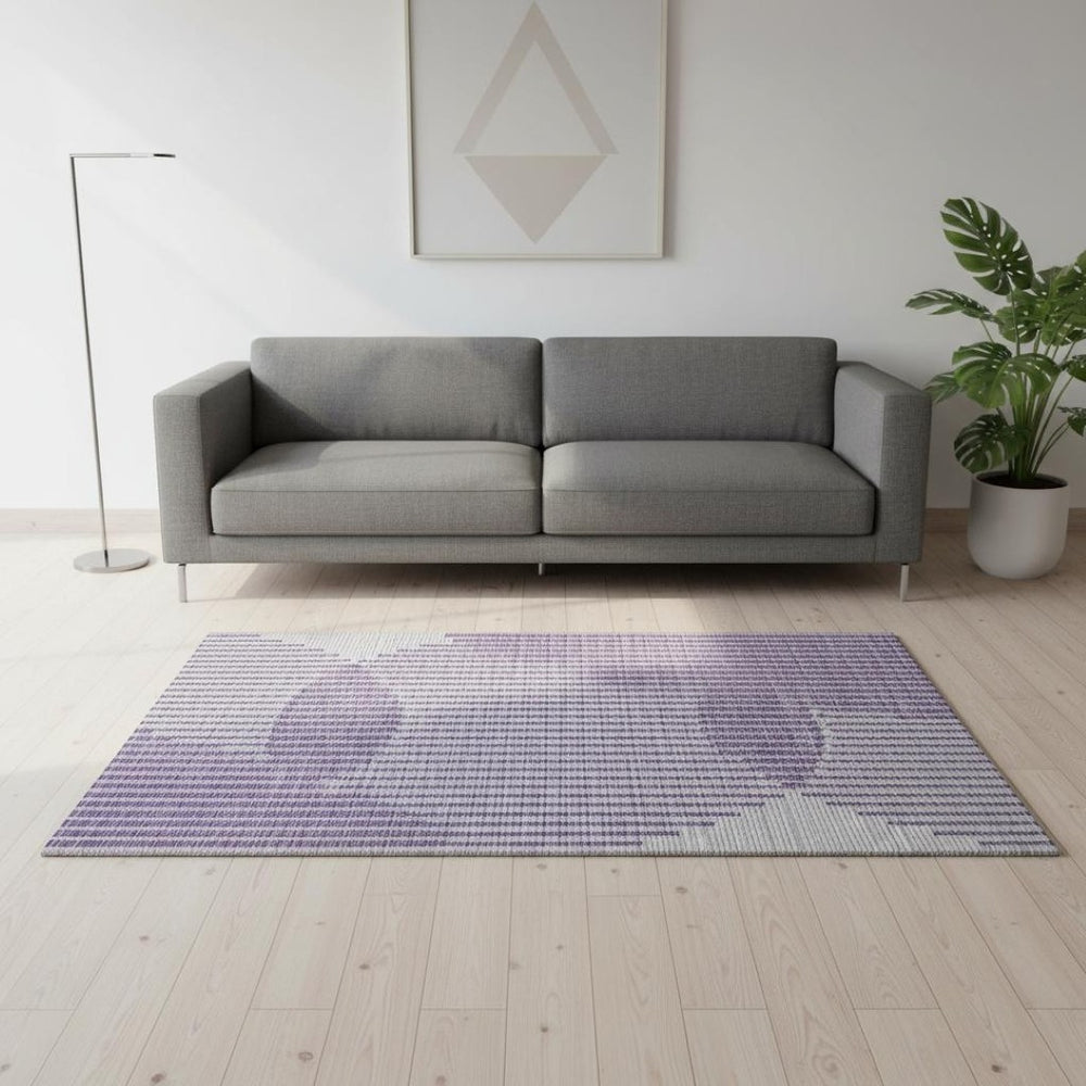HomeRoots 5' X 8' Stylish Purple & Ivory Geometric Area Rug – Washable, UV Protected, Pet-Friendly & Durable! 678816