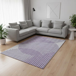 HomeRoots 8' X 10' Vibrant Purple & Ivory Geometric Washable Area Rug with UV Protection for High-Traffic Spaces 678818