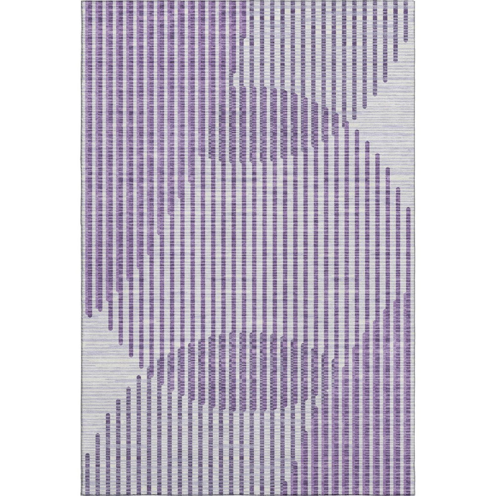 HomeRoots 8' X 10' Vibrant Purple & Ivory Geometric Washable Area Rug with UV Protection for High-Traffic Spaces 678818