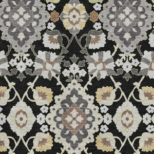 HomeRoots 8' X 10' Elegant Black Gold Gray Oriental Washable Area Rug with UV Protection for Homes & Offices 678824