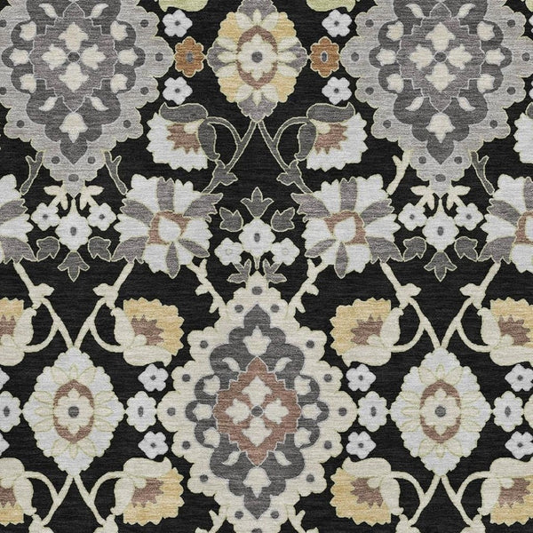 HomeRoots 8' X 10' Elegant Black Gold Gray Oriental Washable Area Rug with UV Protection for Homes & Offices 678824