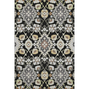 HomeRoots 10' Black Gold and Gray Oriental Washable Area Rug - Durable, UV-Protected, Stain-Resistant Design! 678826