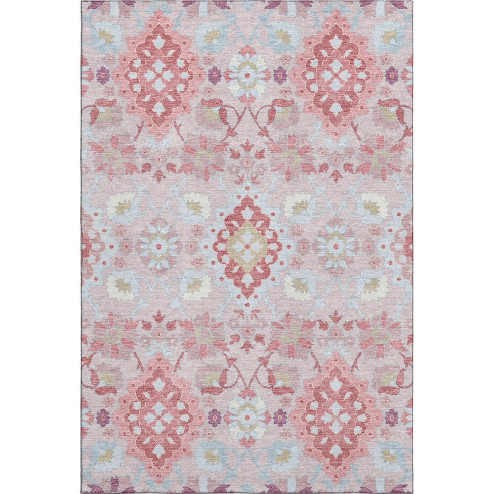 HomeRoots 5' X 8' Elegant Blush Purple & Ivory Oriental Washable Area Rug - UV Protected, Stain Resistant Design 678828