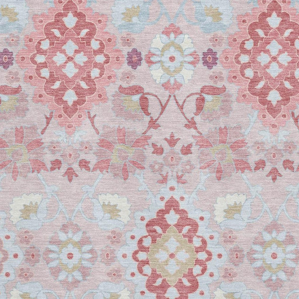 HomeRoots 5' X 8' Elegant Blush Purple & Ivory Oriental Washable Area Rug - UV Protected, Stain Resistant Design 678828