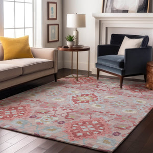 HomeRoots 8' X 10' Blush Purple & Ivory Oriental Washable Area Rug – Durable, Stain Resistant, UV Protected Design 678830