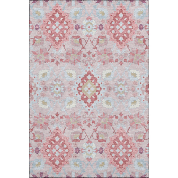 HomeRoots 8' X 10' Blush Purple & Ivory Oriental Washable Area Rug – Durable, Stain Resistant, UV Protected Design 678830
