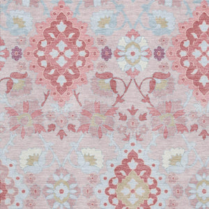 HomeRoots 8' X 10' Blush Purple & Ivory Oriental Washable Area Rug – Durable, Stain Resistant, UV Protected Design 678830