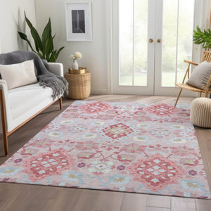 HomeRoots 9' X 12' Blush Purple & Ivory Oriental Area Rug - Durable, Washable, Stain-Resistant, UV Protected 678831