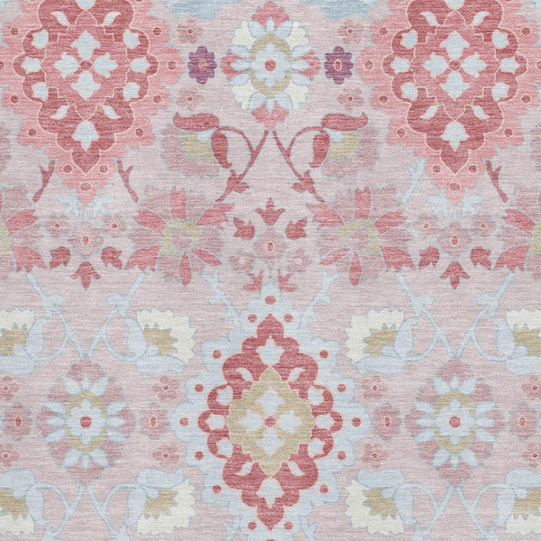HomeRoots 9' X 12' Blush Purple & Ivory Oriental Area Rug - Durable, Washable, Stain-Resistant, UV Protected 678831