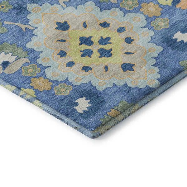HomeRoots 5' X 8' Blue Peach Fern Green Oriental Area Rug - Washable, UV Protected, Durable & Stylish Design 678834
