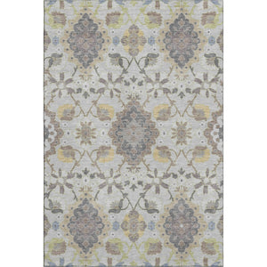 HomeRoots 8' X 10' Gray Gold Ivory Oriental Rug - Washable, Stain-Resistant, UV Protected for High-Traffic Areas 678848
