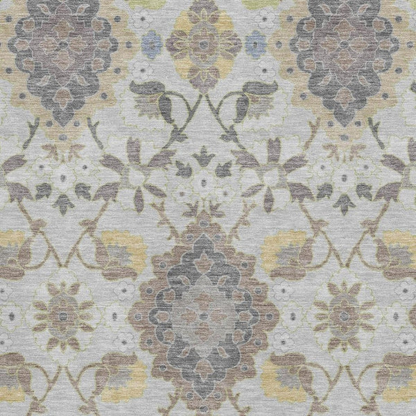 HomeRoots 8' X 10' Gray Gold Ivory Oriental Rug - Washable, Stain-Resistant, UV Protected for High-Traffic Areas 678848