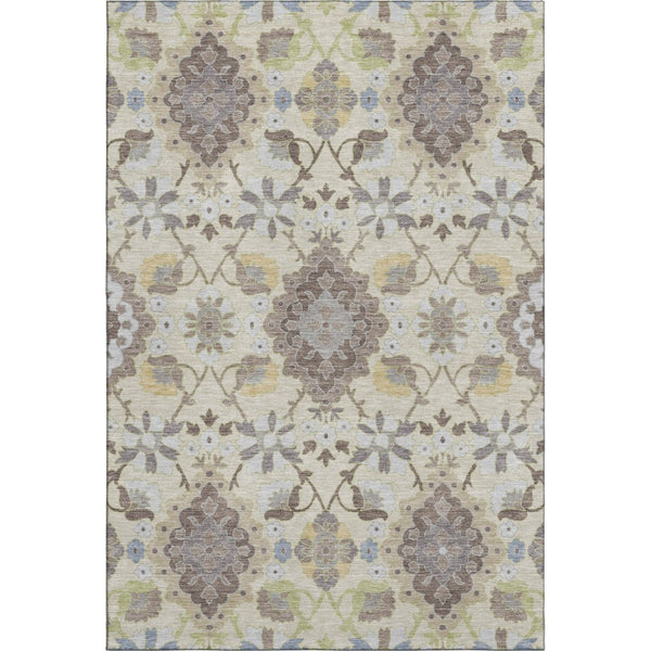 HomeRoots 8' X 10' Elegant Ivory and Gold Oriental Area Rug - Washable, UV Protected, Durable for Busy Homes 678854