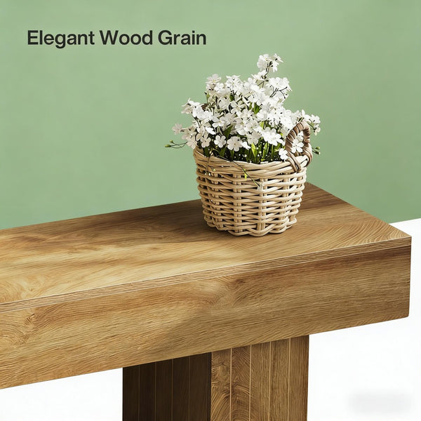 English Elm Modern Farmhouse Wood Grain Bench Versatile Seating for Entryway Bedroom or Dining T3971P447337