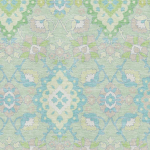 HomeRoots 5' X 8' Mint Green, Teal & Lavender Washable Area Rug - UV Protected for Elegance & Durability! 678858