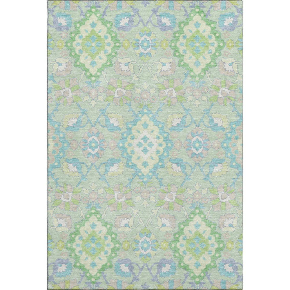 HomeRoots 10' Mint Green Teal and Lavender Oriental Area Rug - Washable, UV Protected, Stain Resistant Comfort! 678862