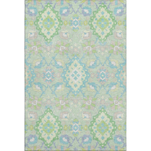 HomeRoots 10' Mint Green Teal and Lavender Oriental Area Rug - Washable, UV Protected, Stain Resistant Comfort! 678862