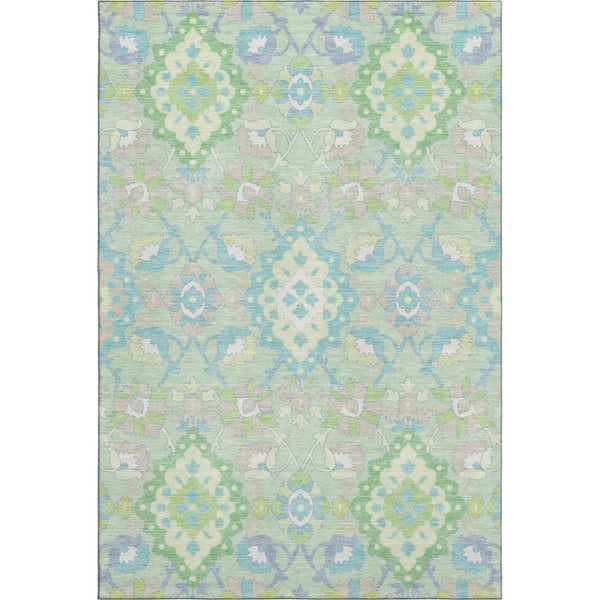 HomeRoots 10' Mint Green Teal and Lavender Oriental Area Rug - Washable, UV Protected, Stain Resistant Comfort! 678862
